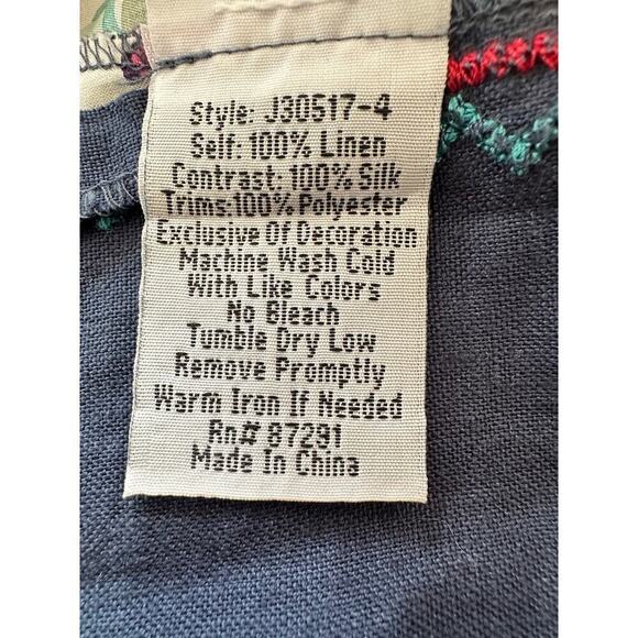 Johnny Was Johnny Was Sz XS Navy Linen & Silk Floral Tank - Picture 4 of 4